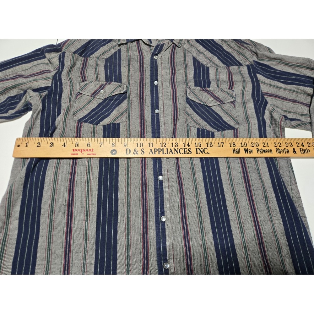 Sheplers Vertical Striped Western Shirt Men's XL Cotton Pearl Snap - Picture 3 of 5
